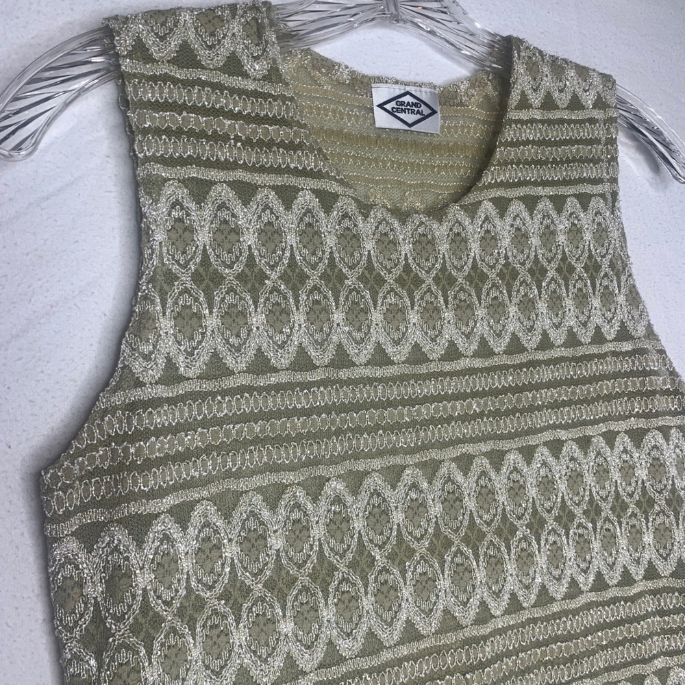 VTG Grand Central Women's Tank Top Small Medium Embroidered Sheer Sleeveless